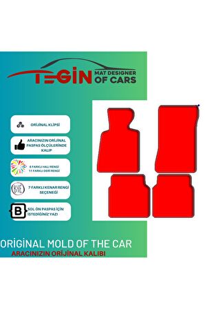 Mercedes E190 W201 1982-1994 Prime Siyah Halı Bej Kenar Halı Paspas