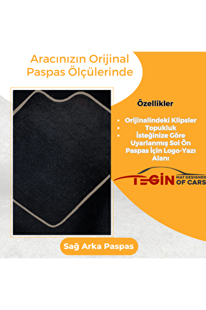 Opel Combo D 2012 Ve Sonrası Prime Siyah Halı Bej Kenar Halı Paspas