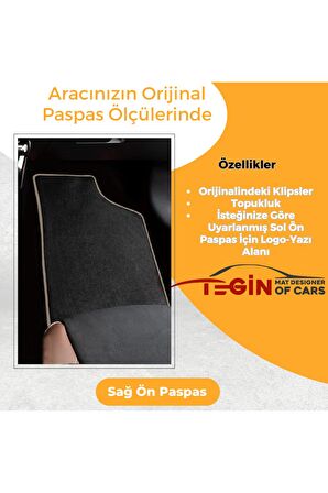 Volkwagen Golf 5 Plus 2005 + Prime Siyah Halı Bej Kenar Halı Paspas