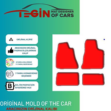 Chevrolet Impala 1965-1970 Prime Siyah Halı Bej Kenar Halı Paspas