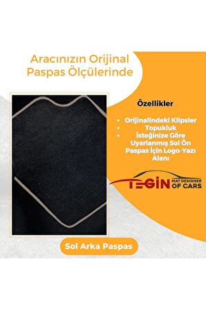 Toyota Avensis 1997-2003 Prime Siyah Halı Bej Kenar Halı Paspas