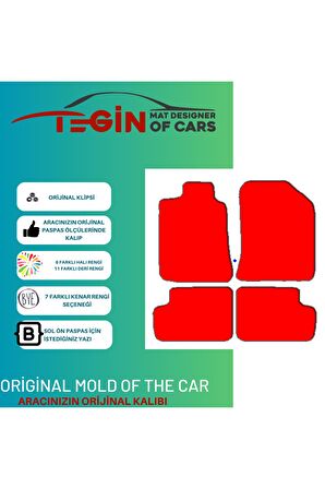 Toyota Corolla 2001-2006 Prime Siyah Halı Bej Kenar Halı Paspas