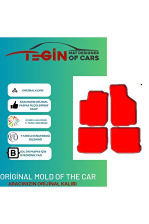 Volkwagen Bora 1998-2004 Prime Siyah Halı Bej Kenar Halı Paspas