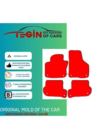 Skoda Octavia 2008-2012 Prime Siyah Halı Bej Kenar Halı Paspas