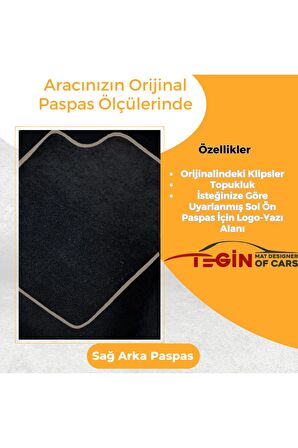 Ford Focus 3 2011-2014 Prime Siyah Halı Bej Kenar Halı Paspas