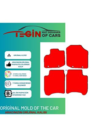 Honda Jazz 2 2009-2014 Prime Siyah Halı Bej Kenar Halı Paspas