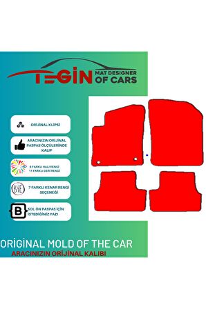 Peugeot 208 2012-2019 Prime Siyah Halı Bej Kenar Halı Paspas