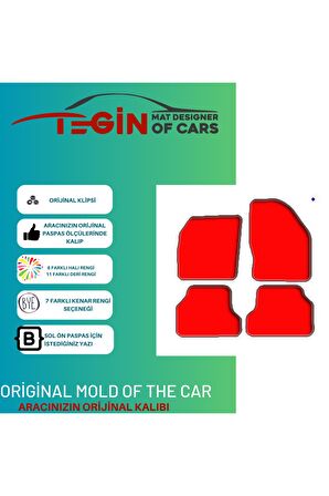 Citroen C3 2002-2009 Prime Siyah Halı Bej Kenar Halı Paspas