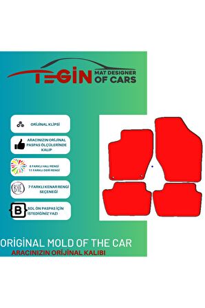 Citroen C4 2004-2010 Prime Siyah Halı Bej Kenar Halı Paspas