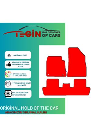 Peugeot 5008 Serisi Prime Siyah Halı Bej Kenar Halı Paspas