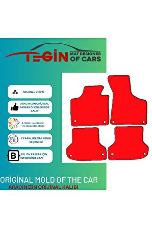 Audi A3 2003-2011 Prime Siyah Halı Bej Kenar Halı Paspas