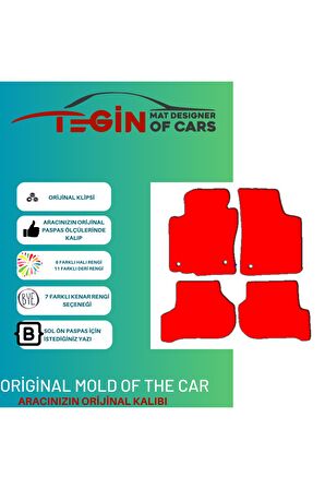 Volkwagen Golf 6 Prime Siyah Halı Bej Kenar Halı Paspas