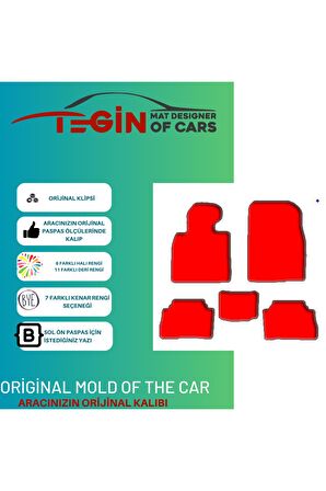 Toyota Land Cruiser J200 2007 + 5 Parca  Siyah Halı Beyaz Kenar Halı Paspas