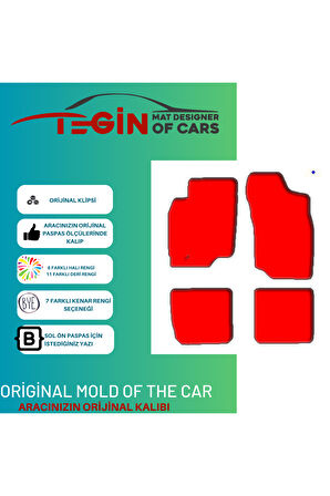 Mitsubishi Lancer Evo Vıı 2001-2003 Prime Siyah Halı Kırmızı Kenar Halı Paspas