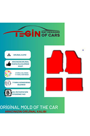 Volkwagen Jetta Mk3 Vento 1991-1999 Prime Siyah Halı Kırmızı Kenar Halı Paspas