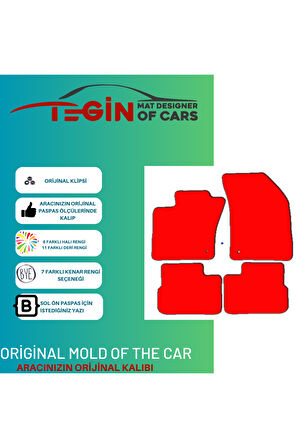 Fiat Egea 2015 Ve Sonrası Sedan-hb Prime Siyah Halı Kırmızı Kenar Halı Paspas