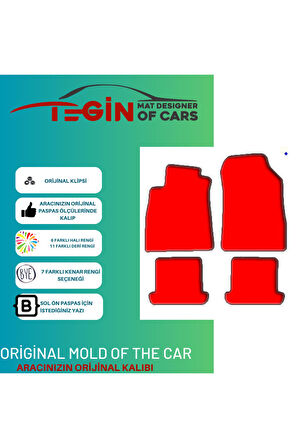 Renault Megane 3 Cabrio 2010-2015 Prime Siyah Halı Kırmızı Kenar Halı Paspas