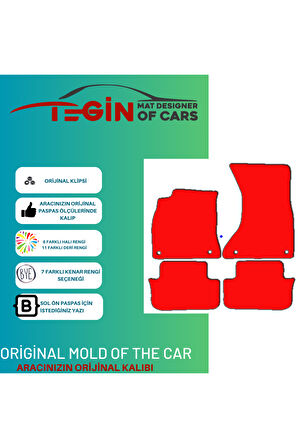 Audi A5 Sportback 2016 Ve Sonrası Prime Siyah Halı Kırmızı Kenar Halı Paspas