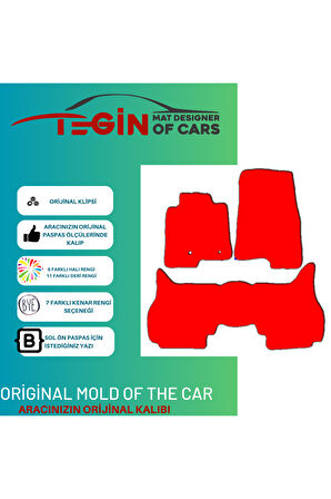 Mitsubishi Pajero V80 2006 Ve Sonrası  Siyah Halı Kırmızı Kenar Halı Paspas