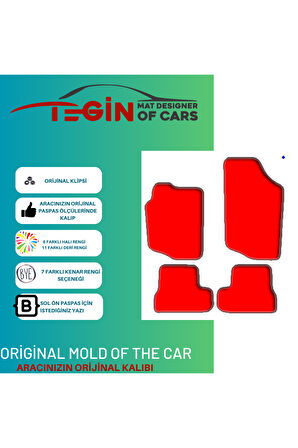 Peugeot 207cc 2007 Ve Sonrası Prime Siyah Halı Kırmızı Kenar Halı Paspas