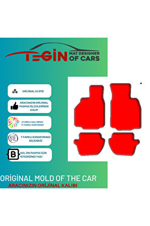 Porsche 911 996 4s 1999-2004 Prime Siyah Halı Kırmızı Kenar Halı Paspas