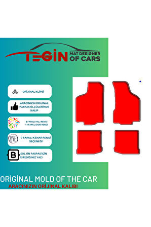 Volkwagen Polo 6n2 2000-2001 Prime Siyah Halı Kırmızı Kenar Halı Paspas