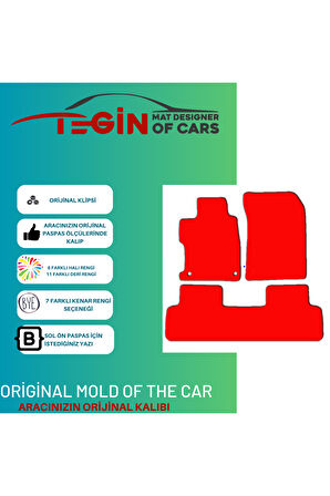 Honda Civic 2012-2015 Sedan Prime Siyah Halı Kırmızı Kenar Halı Paspas