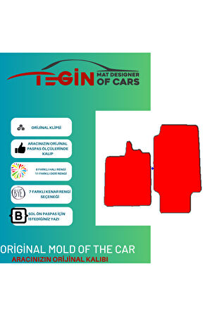 Smart Fortwo W451 2007-2014 Prime Siyah Halı Kırmızı Kenar Halı Paspas