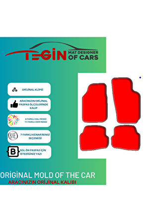 Volkwagen Polo 9n 2002-2009 Prime Siyah Halı Kırmızı Kenar Halı Paspas