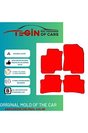 Hyundai I20 2008-2014 Prime Siyah Halı Mavi Kenar Halı Paspas