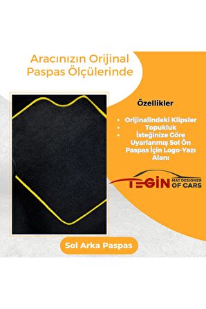 Toyota Land Cruiser J200 2007 + 5 Parca  Siyah Halı Sarı Kenar Halı Paspas