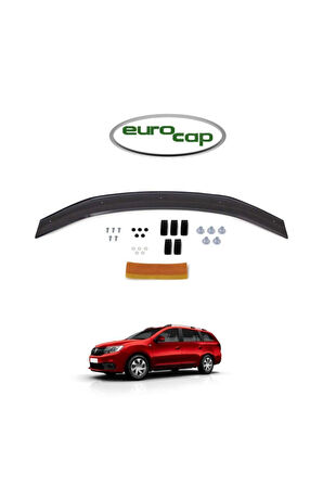 Dacia Logan Uyumlu  Mcv Ön Kaput Koruma Rüzgarlığı 3mm Akrilik (ABS) Parlak Siyah Deflektör 2014->