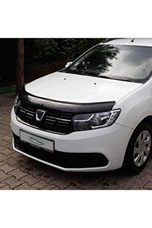 Dacia Logan Uyumlu  Mcv Ön Kaput Koruma Rüzgarlığı 3mm Akrilik (ABS) Parlak Siyah Deflektör 2014->