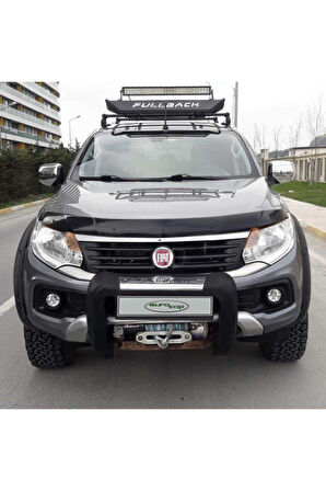 Fiat Fullback Ön Kaput Koruma Rüzgarlığ Uyumlu ı 3mm Akrilik (ABS) Parlak Siyah Deflektör 2016->