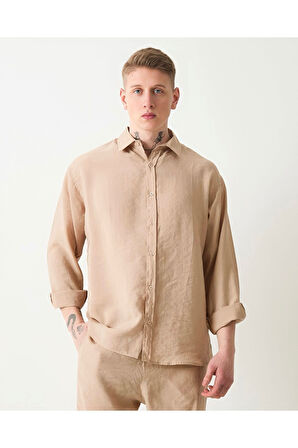 Oversize Saten Dokulu Erkek Gömlek