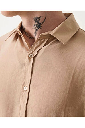 Oversize Saten Dokulu Erkek Gömlek