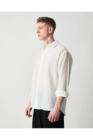 Oversize Saten Dokulu Erkek Gömlek