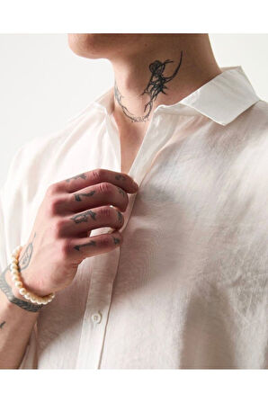 Oversize Saten Dokulu Erkek Gömlek