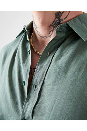 Oversize Saten Dokulu Erkek Gömlek