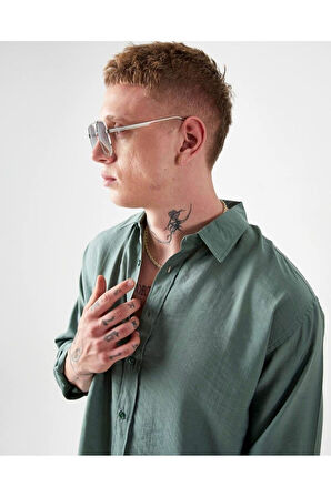 Oversize Saten Dokulu Erkek Gömlek