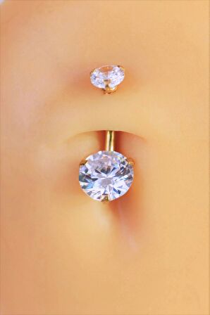 Çelik Tektaş Göbek Piercing Gold