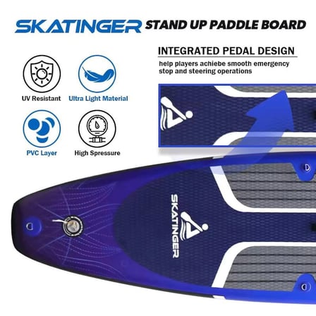 SKATİNGER Tiger Sörf Tahtası 350x82cm SUP Paddle Board Kürek Sörfü - Full Set