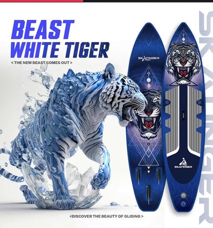 SKATİNGER Tiger Sörf Tahtası 350x82cm SUP Paddle Board Kürek Sörfü - Full Set