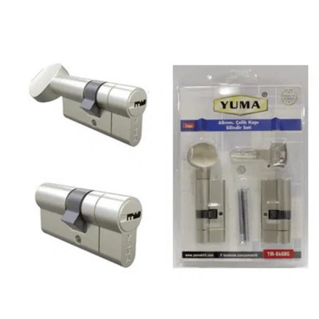 Yuma 68 mm Çelik Kapı Kilidi Silindir Barel 2 li Seti