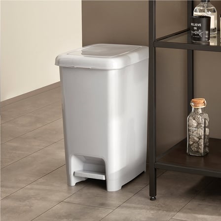 Dünya 01042 Slim Pedallı Çöp Kovası 15 lt - Siyah ve Sedefli Gri 225x305x393 mm