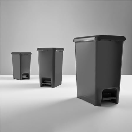 Dünya 01042 Slim Pedallı Çöp Kovası 15 lt - Siyah ve Sedefli Gri 225x305x393 mm