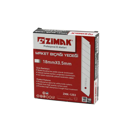Zimak ZMK-1253 Büyük Yedek Falçata Maket Bıçak Ağzı 18mm x 0.5mm
