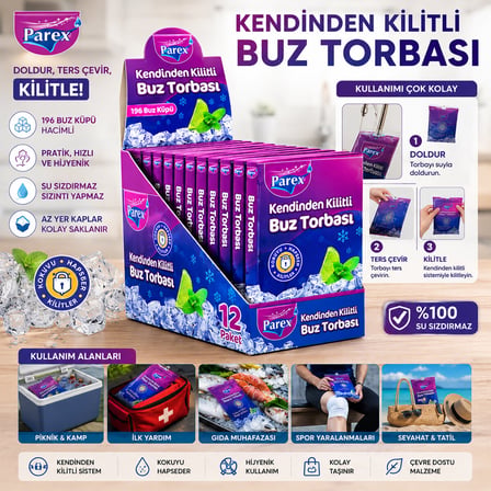 Parex 613268 Kendinden Kilitli Buz Torbası - 7 Adet