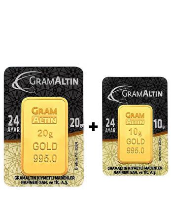 Tuğrul Kuyumculuk 30 Gram (20+10) 24 Ayar Külçe Altın IAR