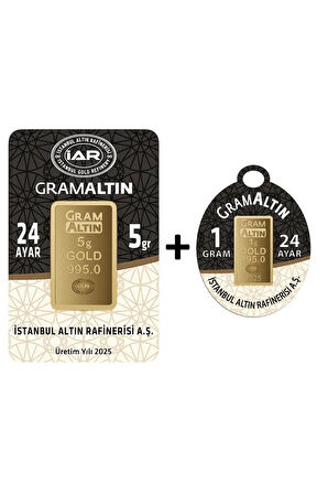 6 Gram (5+1) Külçe Gram Altın IAR 24 Ayar 
